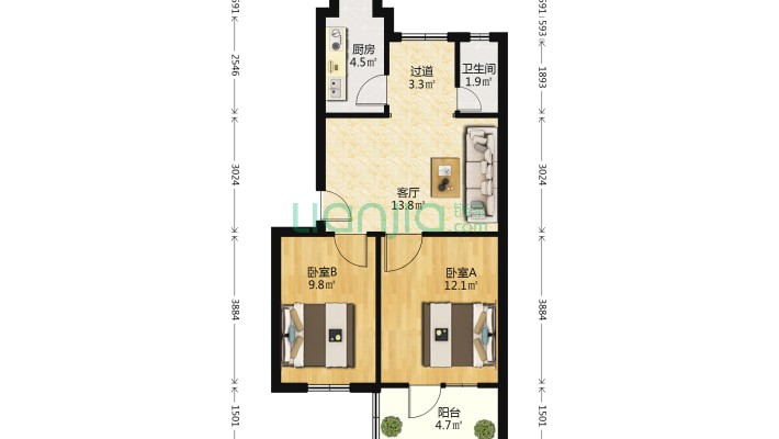 襄轴70分厂家属院二手房实景图
