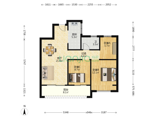 蓝城桃李春风 3室1厅1卫 96平方