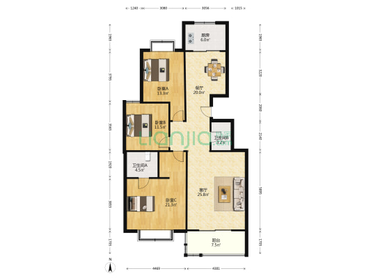 新华发行集团生活区 3室2厅2卫 137平方