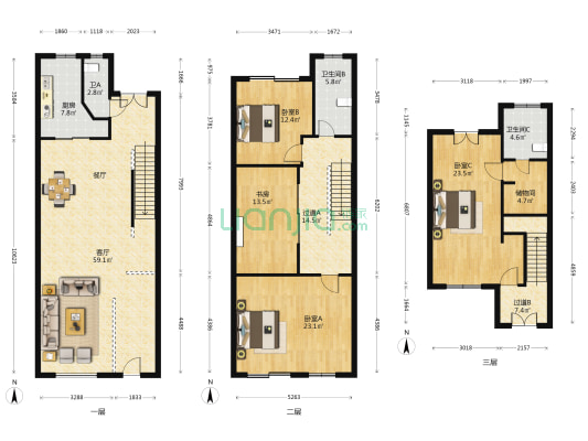 碧云左岸(一期) 4室1厅3卫 292平方