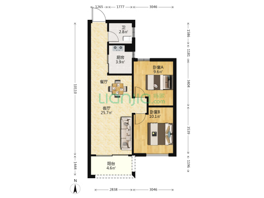 融侨悦府 2室1厅1卫 78平方