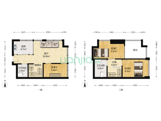 佳华领汇广场king公馆 3室1厅2卫 55平方