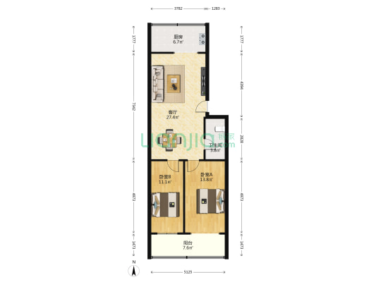 康乐馨苑 2室1厅1卫 87平方