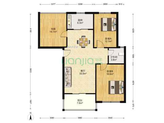 薇湖水岸 3室1厅1卫 97平方