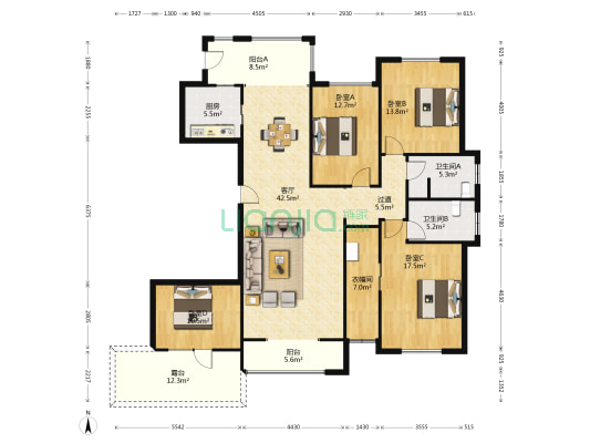 黄州书院 4室1厅2卫 162平方