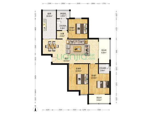 绣景雅苑 3室1厅3卫 130平方