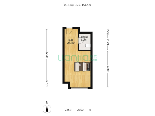 伟业迎春商业广场 1室0厅1卫 37平方