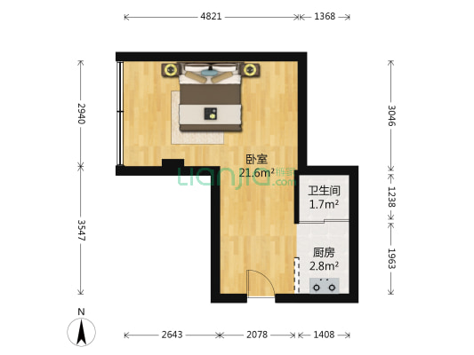 金花小区 1室0厅1卫 31平方