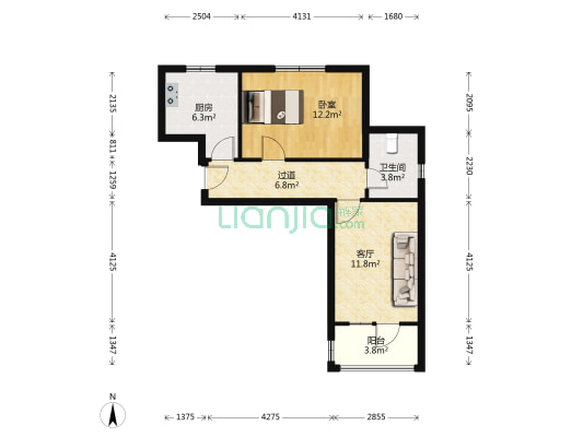 安居翠屏苑 1室1厅1卫 60平方