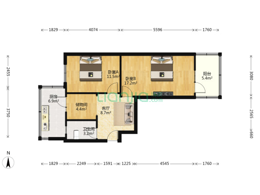 西建街12号 2室1厅1卫 68平方