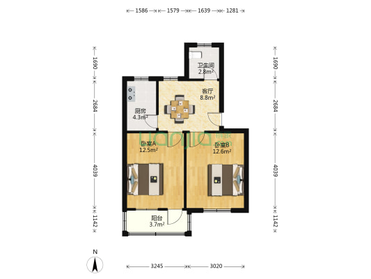 南峰公寓 2室1厅1卫 58平方