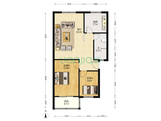 鑫汇花园 2室1厅1卫 94平方