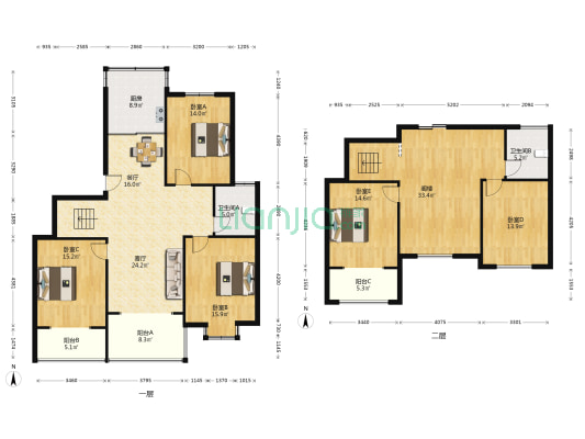 锦绣华庭 5室2厅2卫 205平方