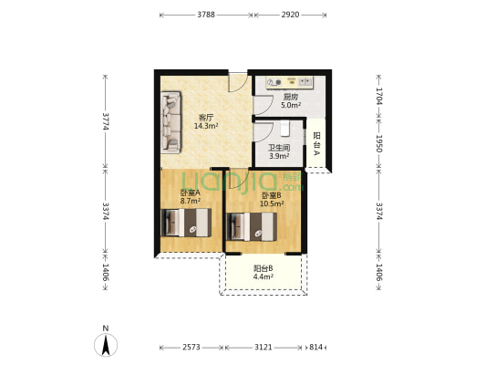 曦华佳苑 2室1厅1卫 57平方