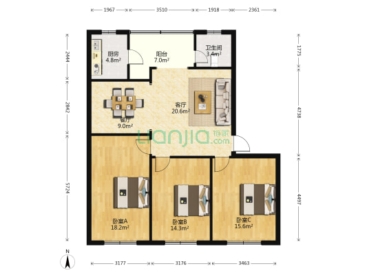 水南街403号 3室2厅1卫 110平方