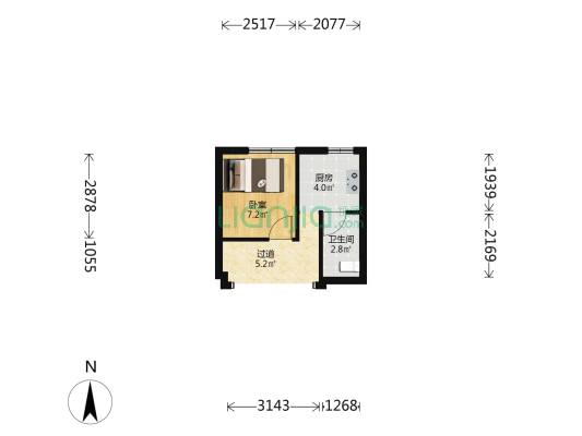 金稻田公寓 1室0厅1卫 27平方