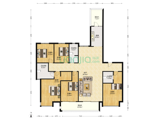 佳润滨河佳园 5室1厅3卫 241平方