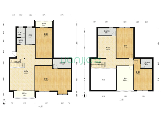 公主楼小区 4室2厅5卫 228平方