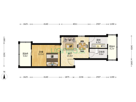 东裕新村A区 1室1厅1卫 52平方