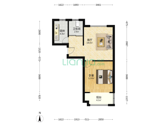 秋潭苑 1室1厅1卫 59平方