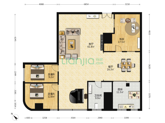 中宝大厦 3室2厅1卫 194平方