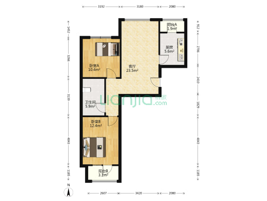御惠园社区 2室1厅1卫 83平方