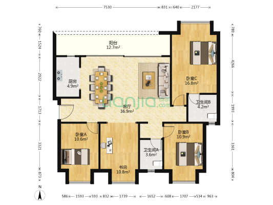 重庆融创文旅城御雅 4室1厅2卫 125平方