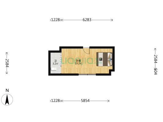 嘉信深蓝大厦 1室0厅1卫 37平方