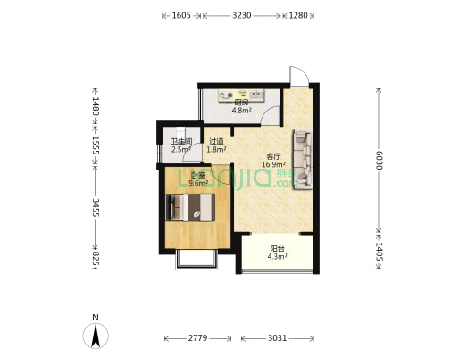 名鑫.洞庭林语 1室1厅1卫 50平方