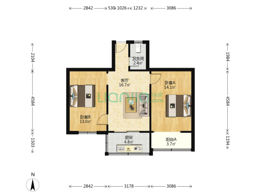 中国石油陕西销售公司家属院 2室1厅1卫 65平方