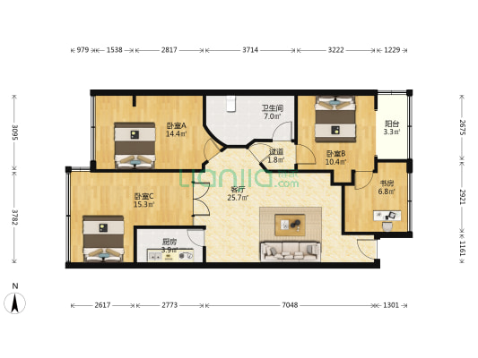長漢新邨 4室1厅1卫 95平方