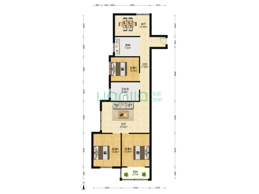 华府名庭 3室2厅1卫 138平方
