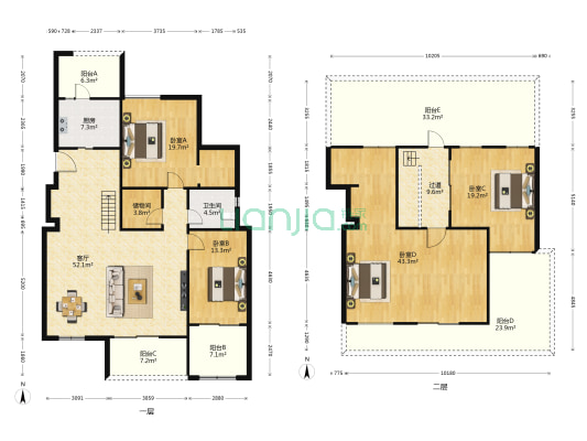 龙湖双珑原著5号地 4室1厅1卫 142平方