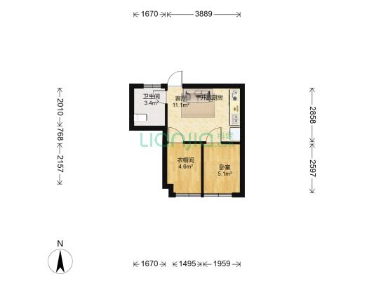 澳华大厦 1室1厅1卫 40平方
