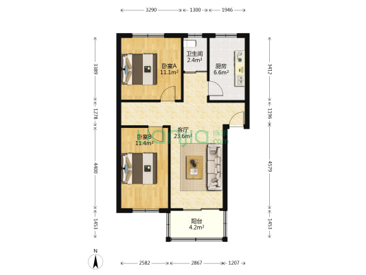 南京输油处北院 2室1厅1卫 69平方