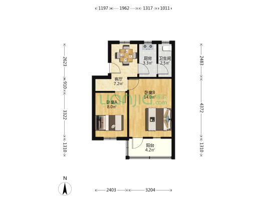 毛纺厂宿舍(泰西路) 2室1厅1卫 50平方