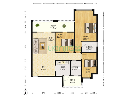 惠阳雅居乐花园一期 3室2厅2卫 116平方