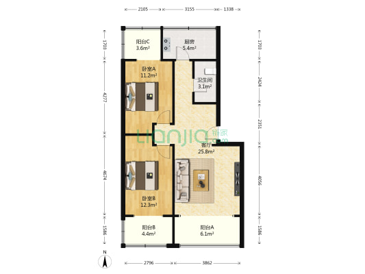 兰州车辆厂家属院 2室1厅1卫 77平方