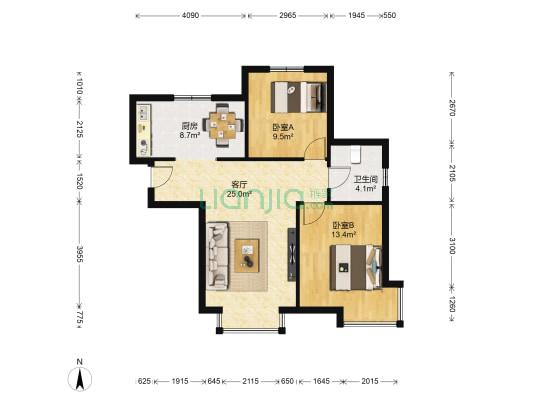 柴楼金园 2室1厅1卫 89平方