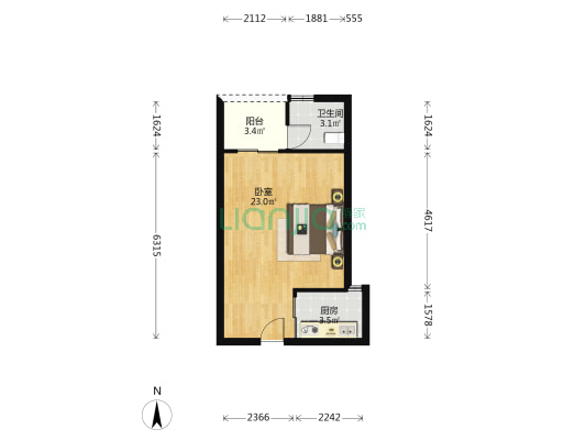 金典水岸 1室0厅1卫 40平方