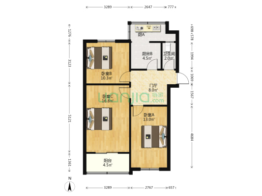 常胜里 3室0厅1卫 66平方