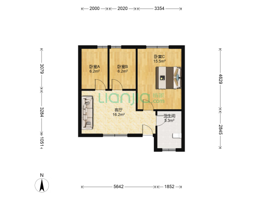 德昌小区 3室1厅1卫 70平方