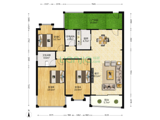 聖隆·天龍居 3室2厅2卫 134平方