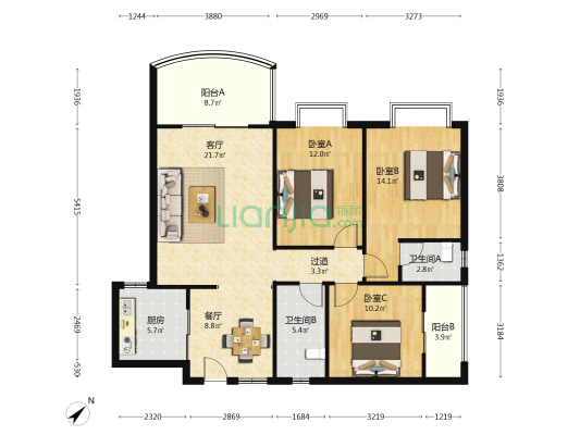 锦盘花园 3室2厅2卫 118平方
