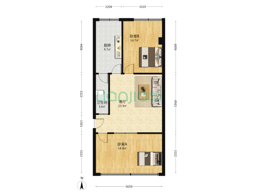 顺怡花园C7区 2室1厅1卫 86平方