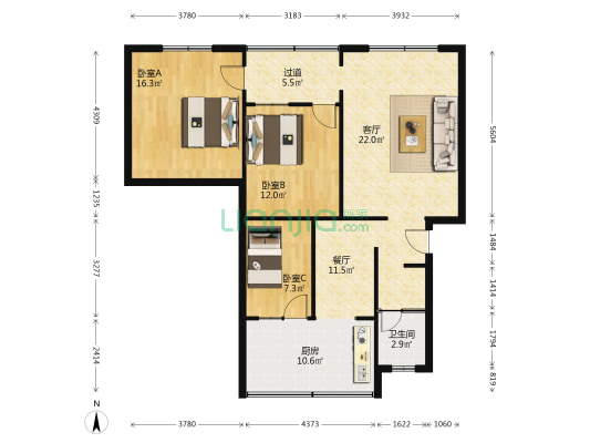 永安路164号 3室2厅1卫 104平方