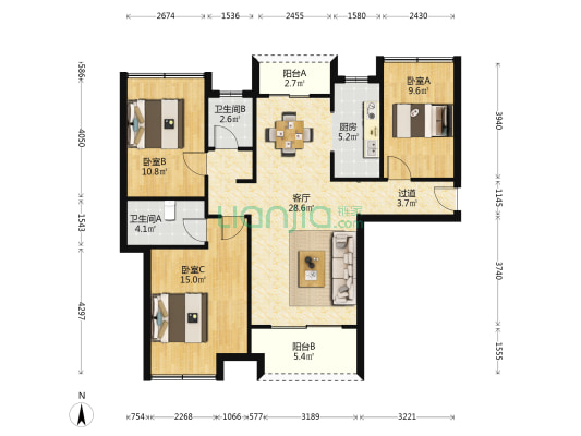 海伦堡西子湾 3室1厅2卫 110平方