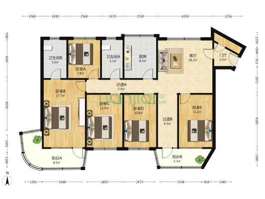 怡昌花园 5室1厅2卫 175平方