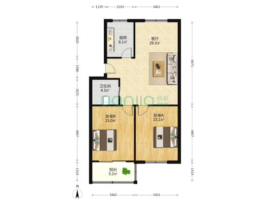 邵村家园 2室1厅1卫 91平方
