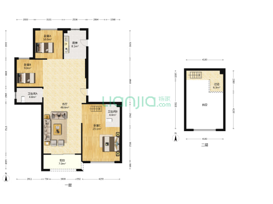 滨江万象天地 3室1厅2卫 152平方